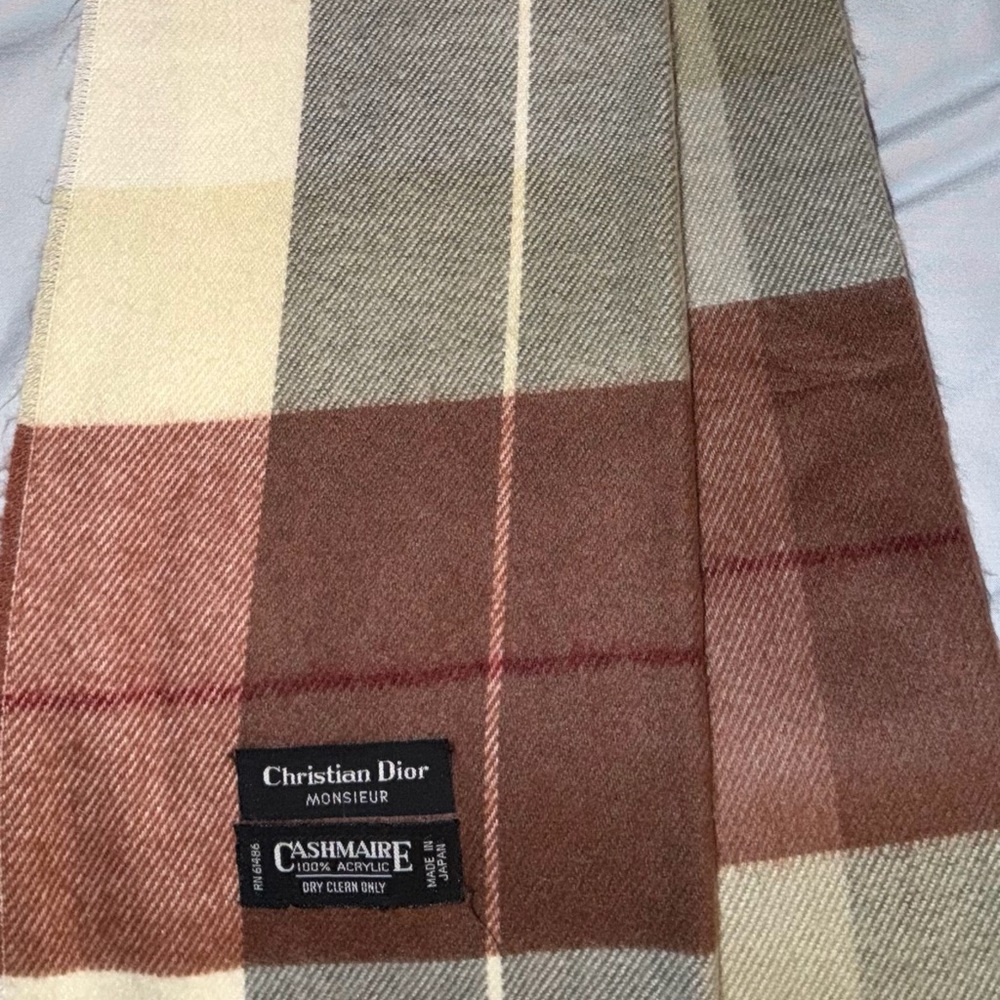 Christian Dior Monsieur Plaid Scarf - Brown & Tan